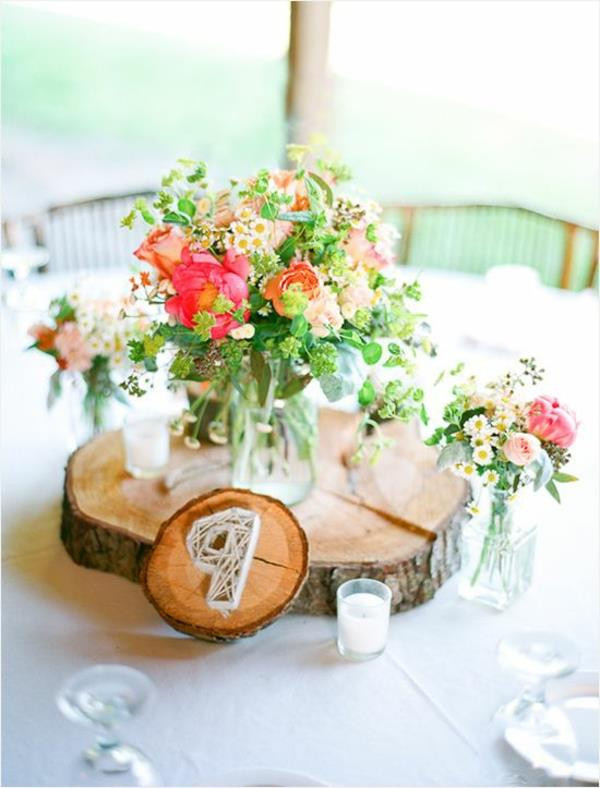 Baumscheiben Deko Hochzeit
 Vintage Tischdeko zur Hochzeit 100 faszinierende Ideen