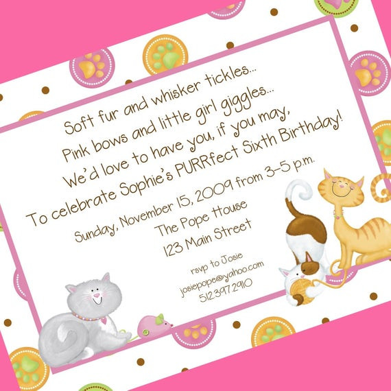 Besinnungstexte Hochzeit
 Cat Birthday Party Invitation 12 Invitations and Envelopes