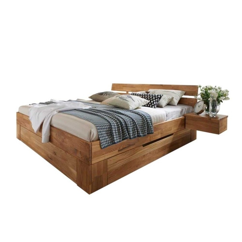 Bett 120x200 Mit Bettkasten
 Bett Cranos aus Wildeiche Massivholz mit Bettkasten