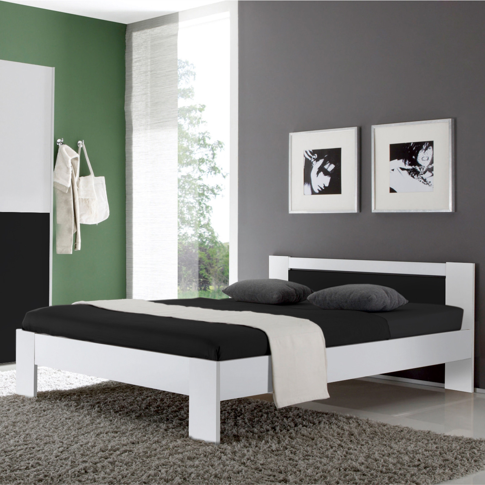 Bett 120x200 Weiß
 Futonbett VEGA Bett in weiß und schwarz inkl Rollrost und