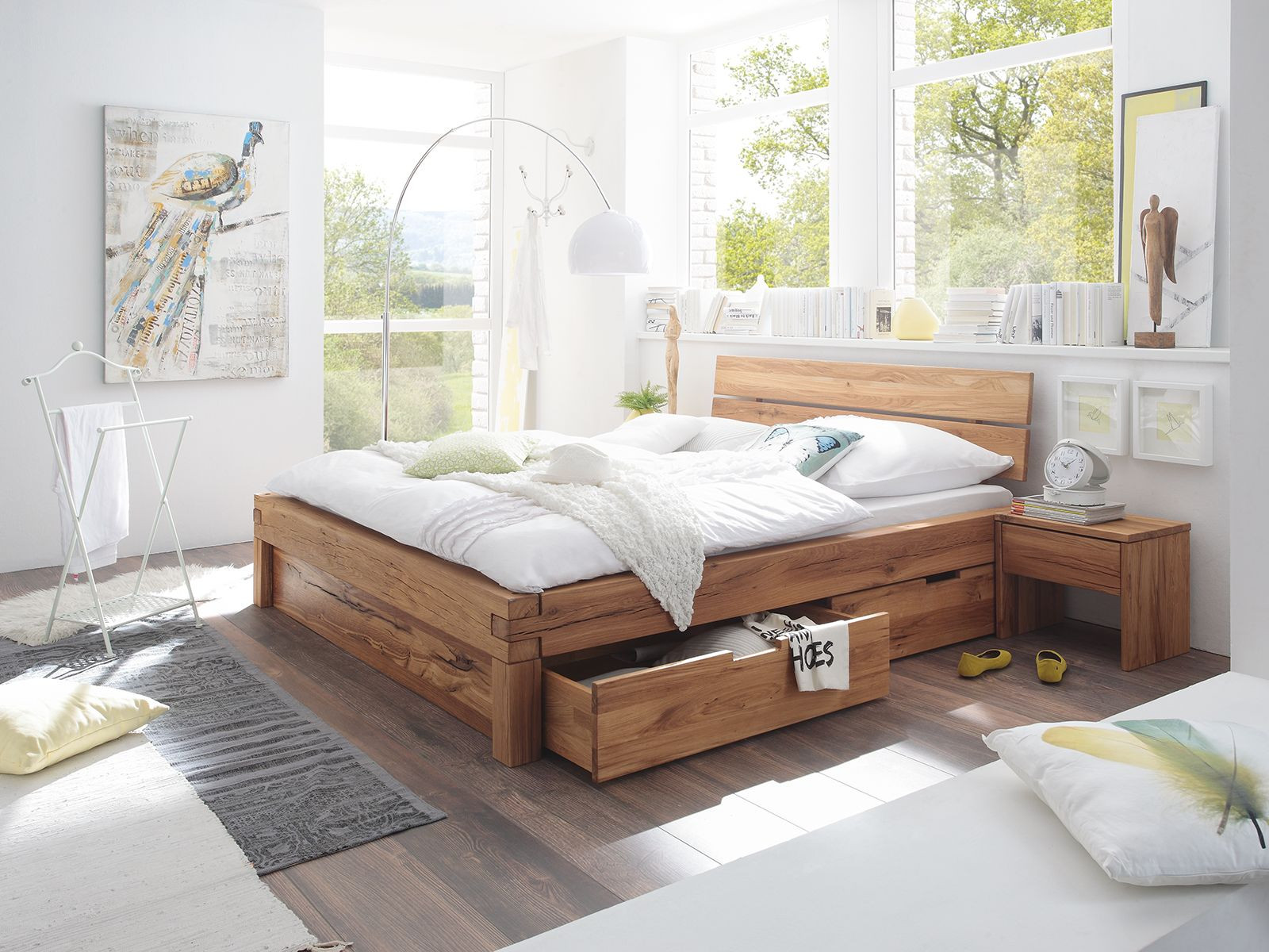 Bett 160x200
 Bett 160x200 Wildeiche geölt Bettgestell massiv Holz Möbel
