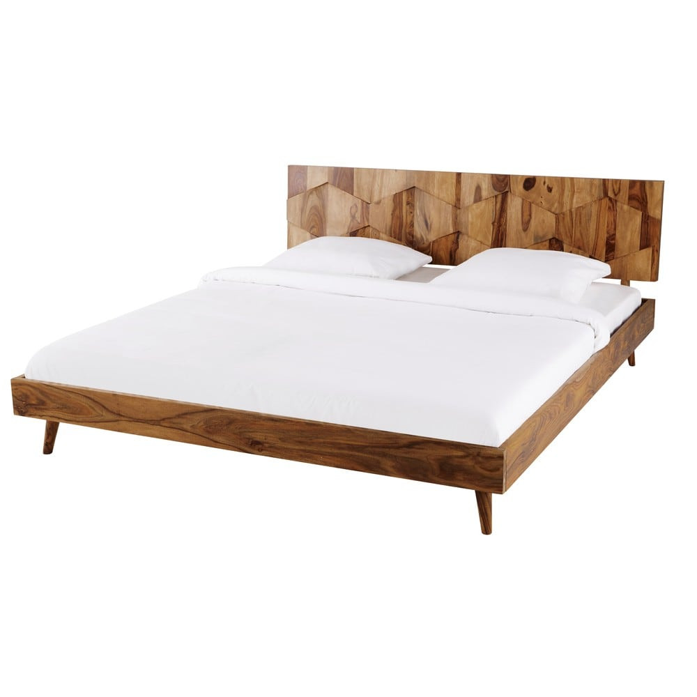 Bett 180x200 Holz
 Vintage Bett aus massivem Sheesham Holz 180x200 Quadra