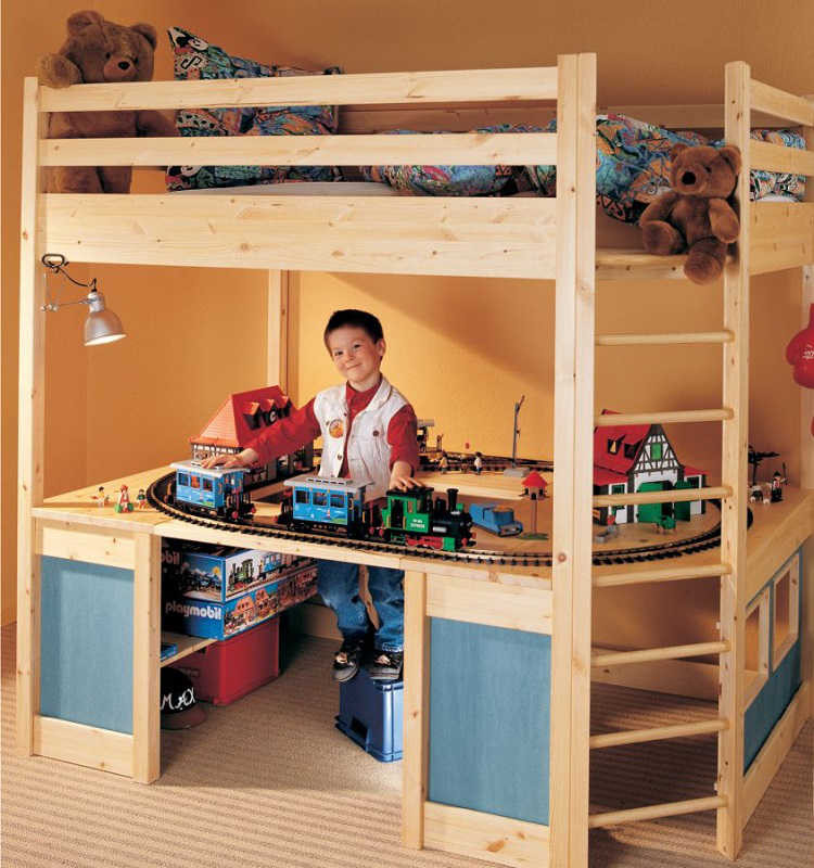 Bett Für Kinder
 Das stabile Hochbett mit Spiel und Arbeitsplatz