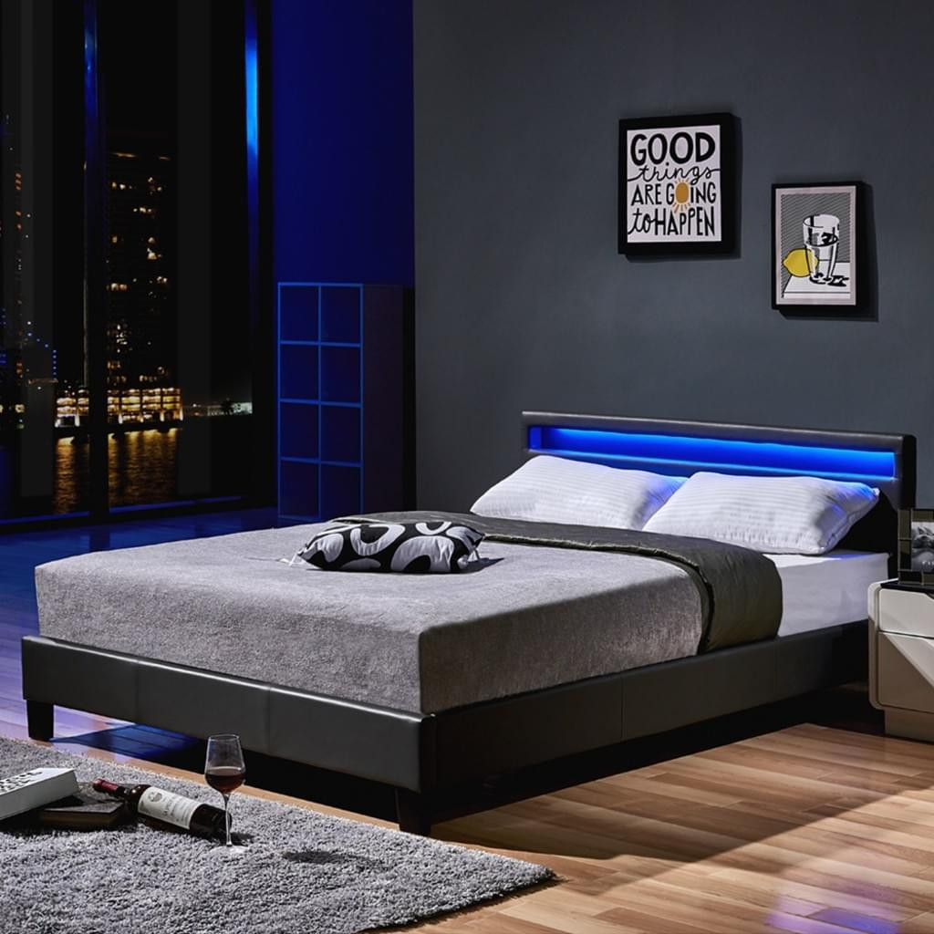 Bett Led
 LED Bett Astro 160 x 200 Dunkelgrau Klassisches Bett