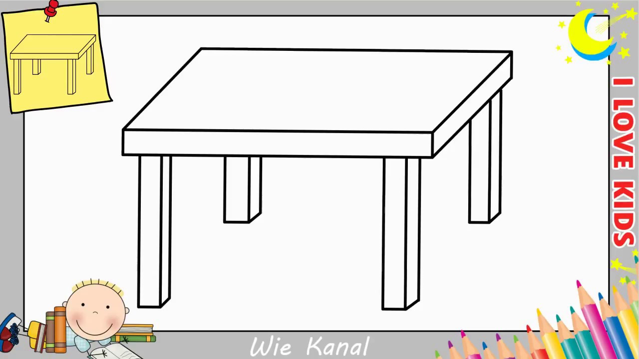 Bett Malen
 Tisch zeichnen lernen einfach schritt für schritt für