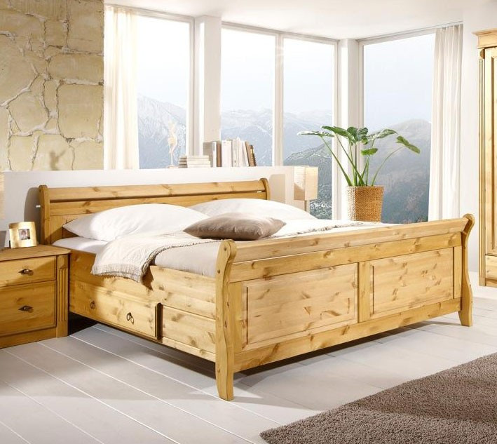 Bett Mit Schubladen 140x200
 Bett mit Schubladen 140x200 Holzbett Kiefer massiv gelaugt