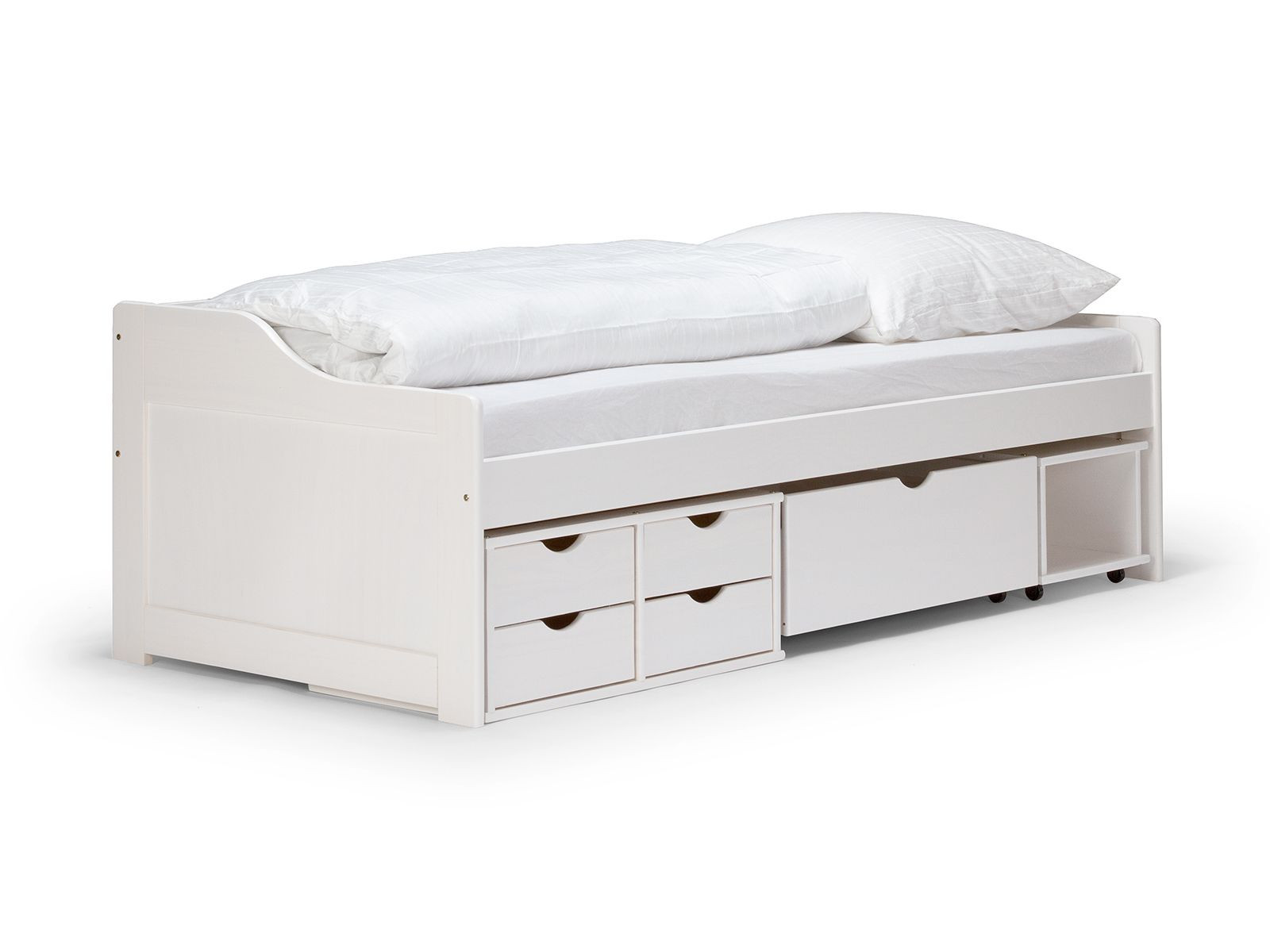 Bett Weiß 90x200
 Bett 90x200 weiß Kinderbett Holzbett massiv lackiert 5