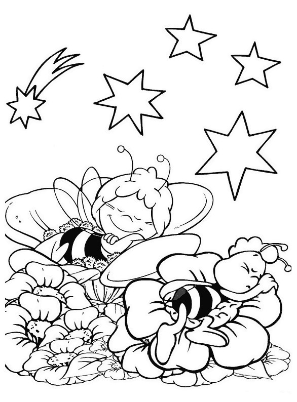 Bienen Ausmalbilder
 Ausmalbild Biene Maja und Willi für Kinder Mit Blumen und