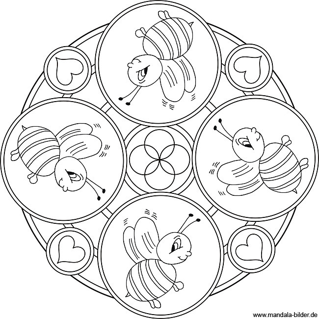 Bienen Ausmalbilder
 Bienen Mandala Kinder Malvorlage zum kostenlosen Ausdrucken