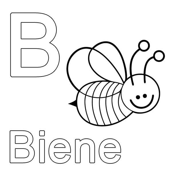 Bienen Ausmalbilder
 Kostenlose Malvorlage Buchstaben lernen B wie Biene zum