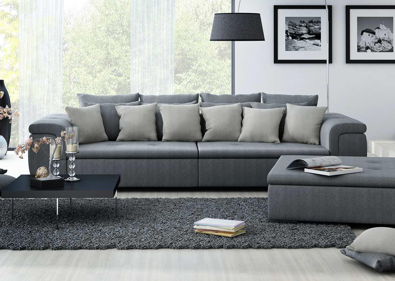 Big Sofa Grau
 Big Sofa mit einem feinem Webstoff in grau Kaufen bei