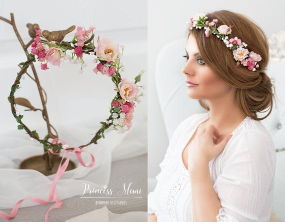 Blumenkranz Haare Hochzeit
 Braut Blumenkranz Haarkranz Hochzeit Haarband Blumen