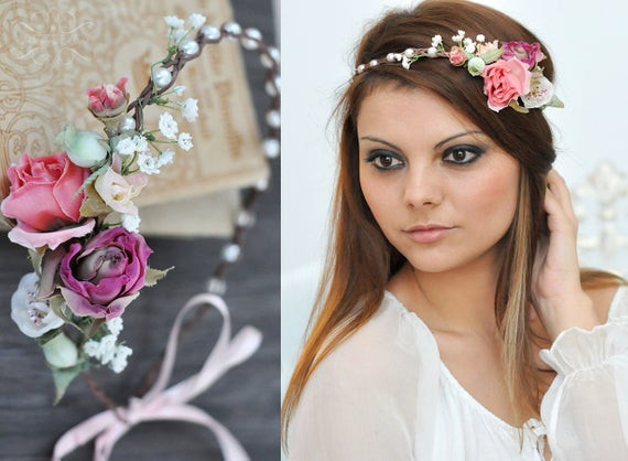 Blumenkranz Hochzeit
 Braut Blumenkranz Hochzeit Haarband Blumen Haarschmuck