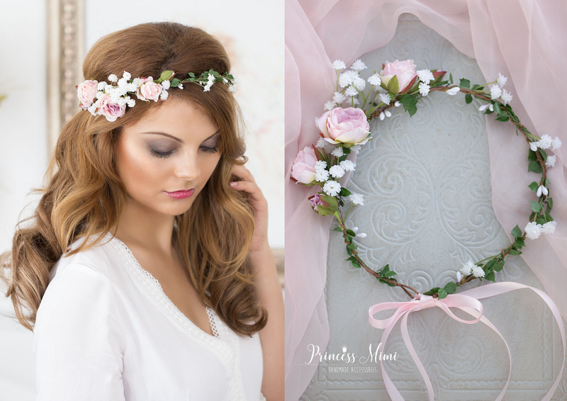 Blumenkranz Hochzeit
 Haarschmuck & Kopfputz Blumenkranz Boho Hochzeit Blumen