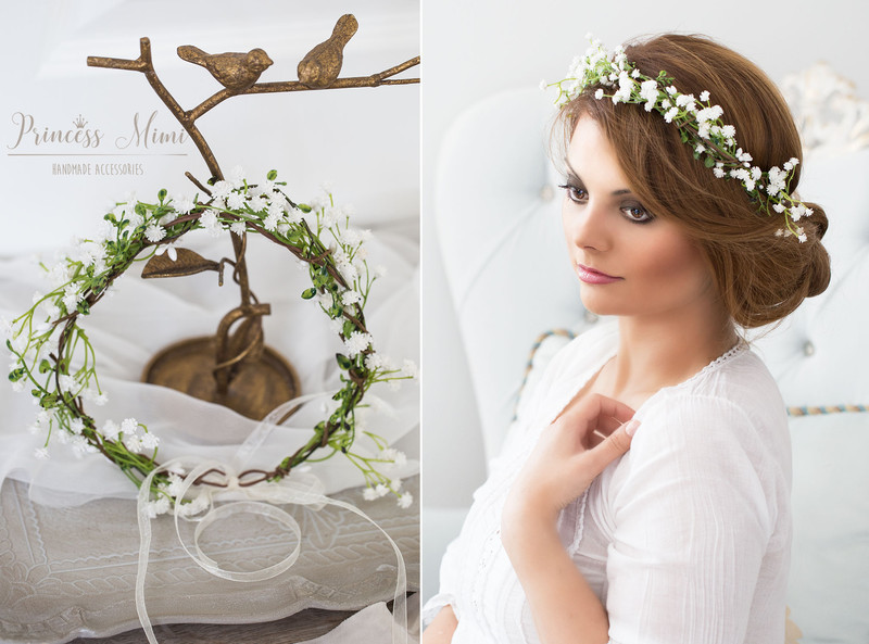 Blumenkranz Hochzeit
 Haarschmuck & Kopfputz Blumenkranz Boho Hochzeit Blumen