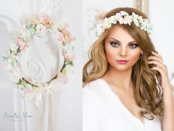 Blumenkranz Hochzeit
 Braut Blumenkranz Haarkranz Hochzeit Haarband Blumen