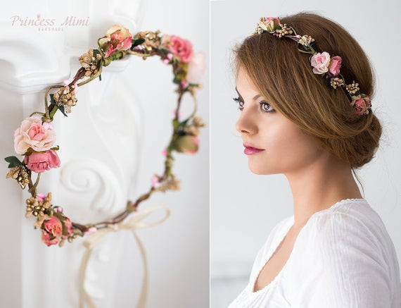 Blumenkranz Hochzeit
 Braut Blumenkranz Hochzeit Haarband Blumen Haarschmuck