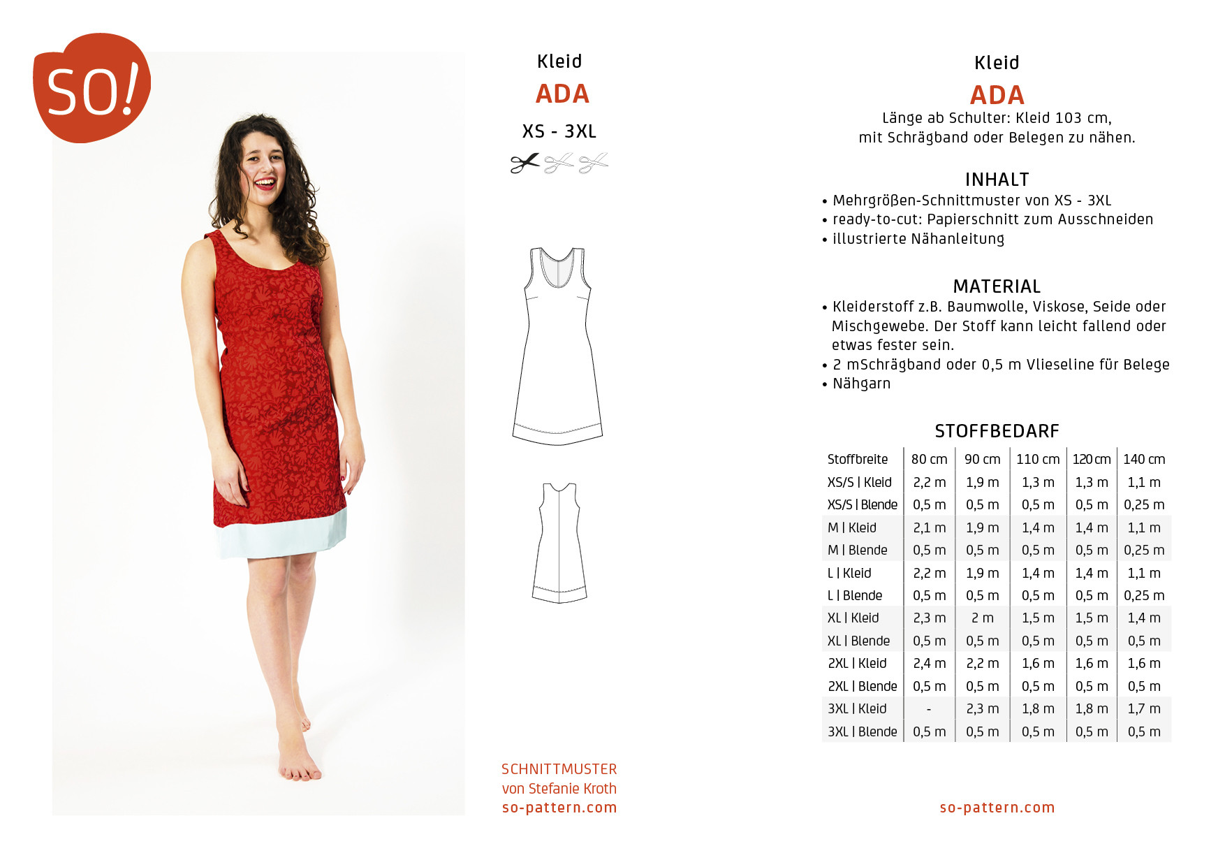 Bluni Tabelle
 Kleid ADA PDF SO Pattern