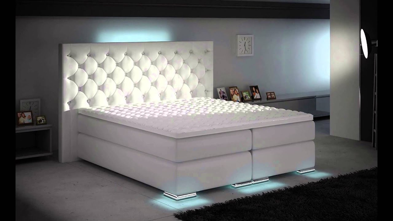 Boxspring Bett
 XXXL Boxspringbett Designer Boxspring Bett LED Weiß