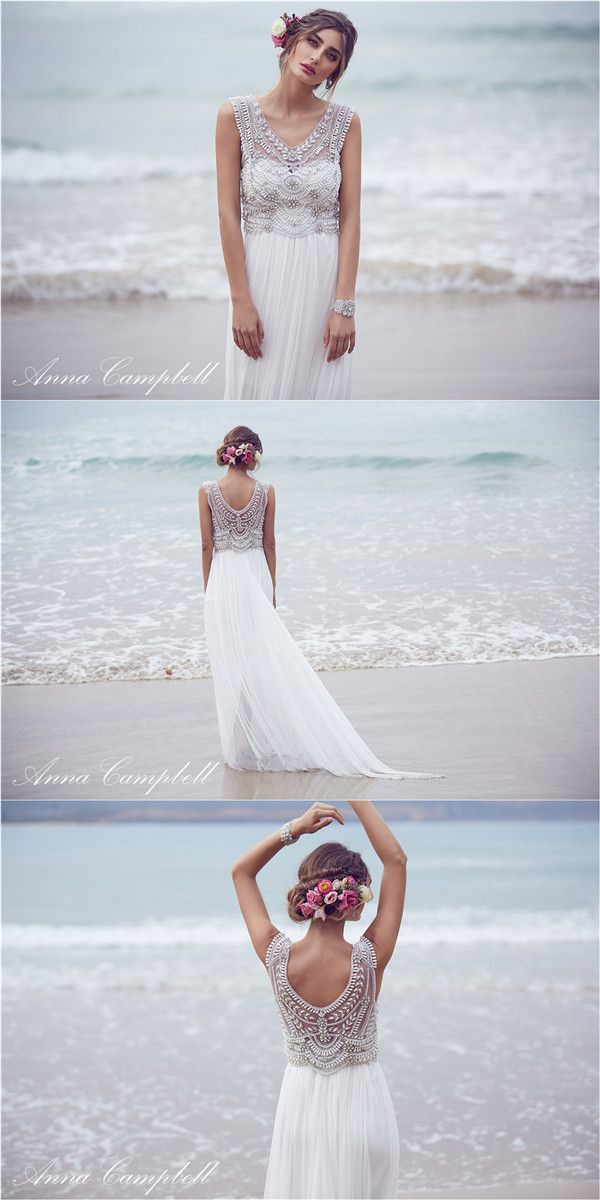Brautkleid Strand Hochzeit
 2016 Anna Campbell Boho Hochzeit Brautkleider aus Chiffon