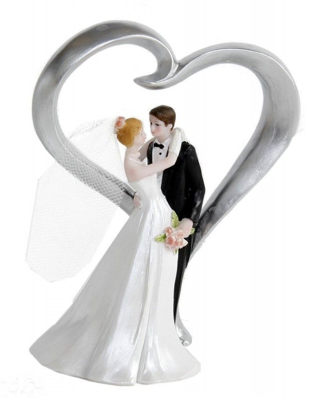 Brautpaar Für Hochzeitstorte
 Figur Zierfigur Tortenfigur BRAUTPAAR HERZ Hochzeit