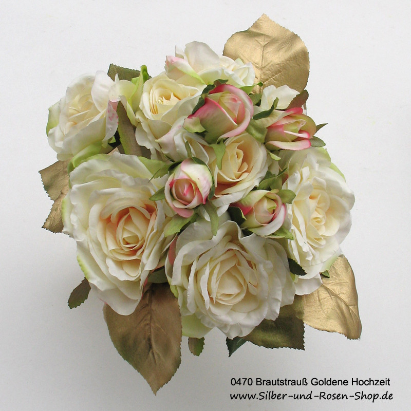 Brautstrauß Bestellen
 Brautstrauß Goldene Hochzeit aus Seidenblumen online bestellen