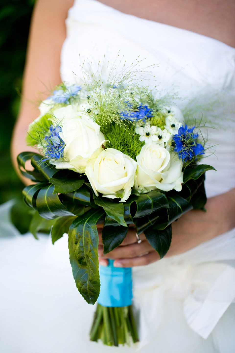 Brautstrauß Grün Weiß
 Brautstrauss in Grün weiß blau für Hochzeit im