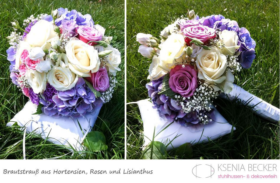 Brautstrauß Hortensien
 brautstrauss rund hortensien nelken schleierkraut rosen