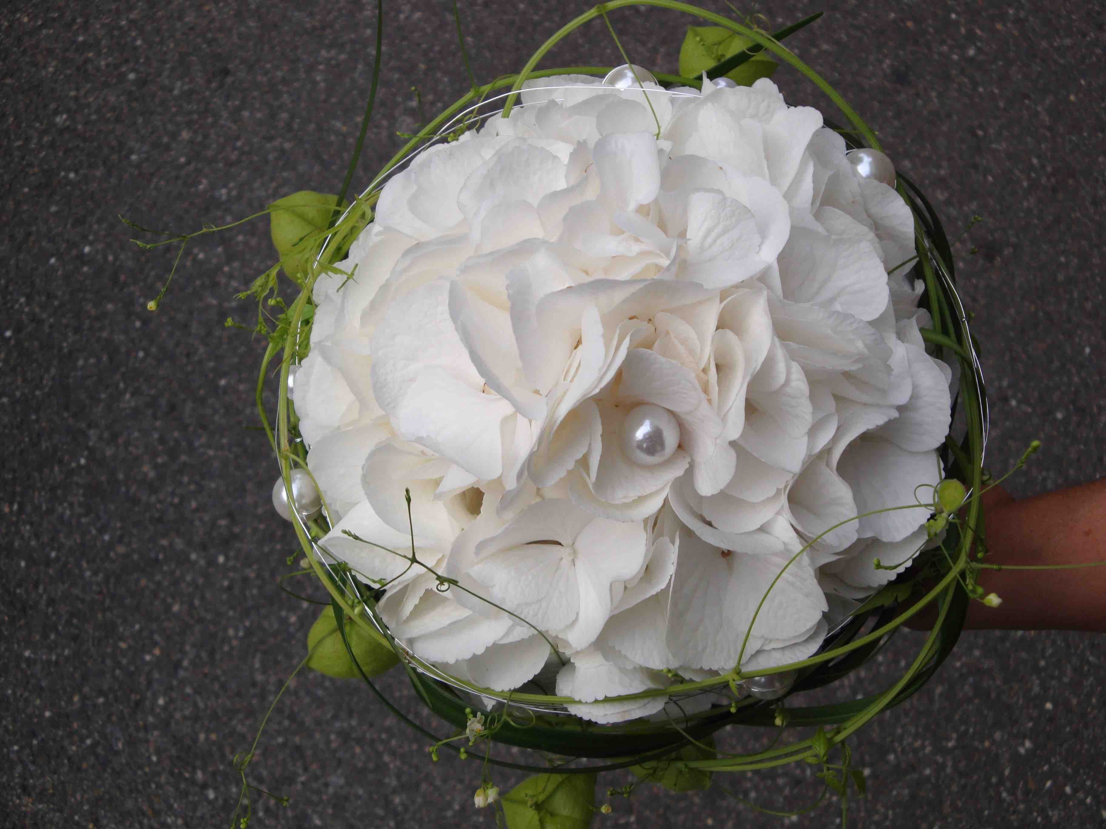 Brautstrauß Hortensien Und Rosen
 Brautstrauss mit Hortensien in weiss und Ballonranken