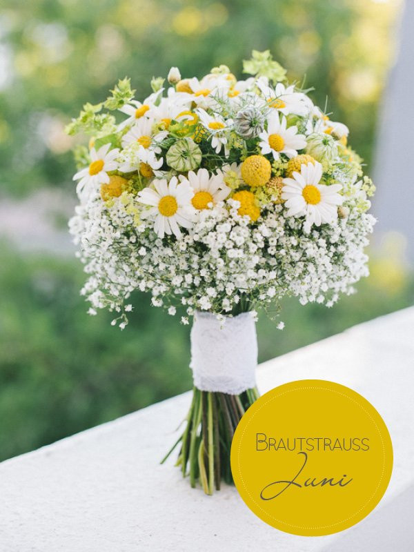 Brautstrauß Margeriten Kornblumen
 Brautstrauß des Monats Ein fröhlicher Sommerstrauß