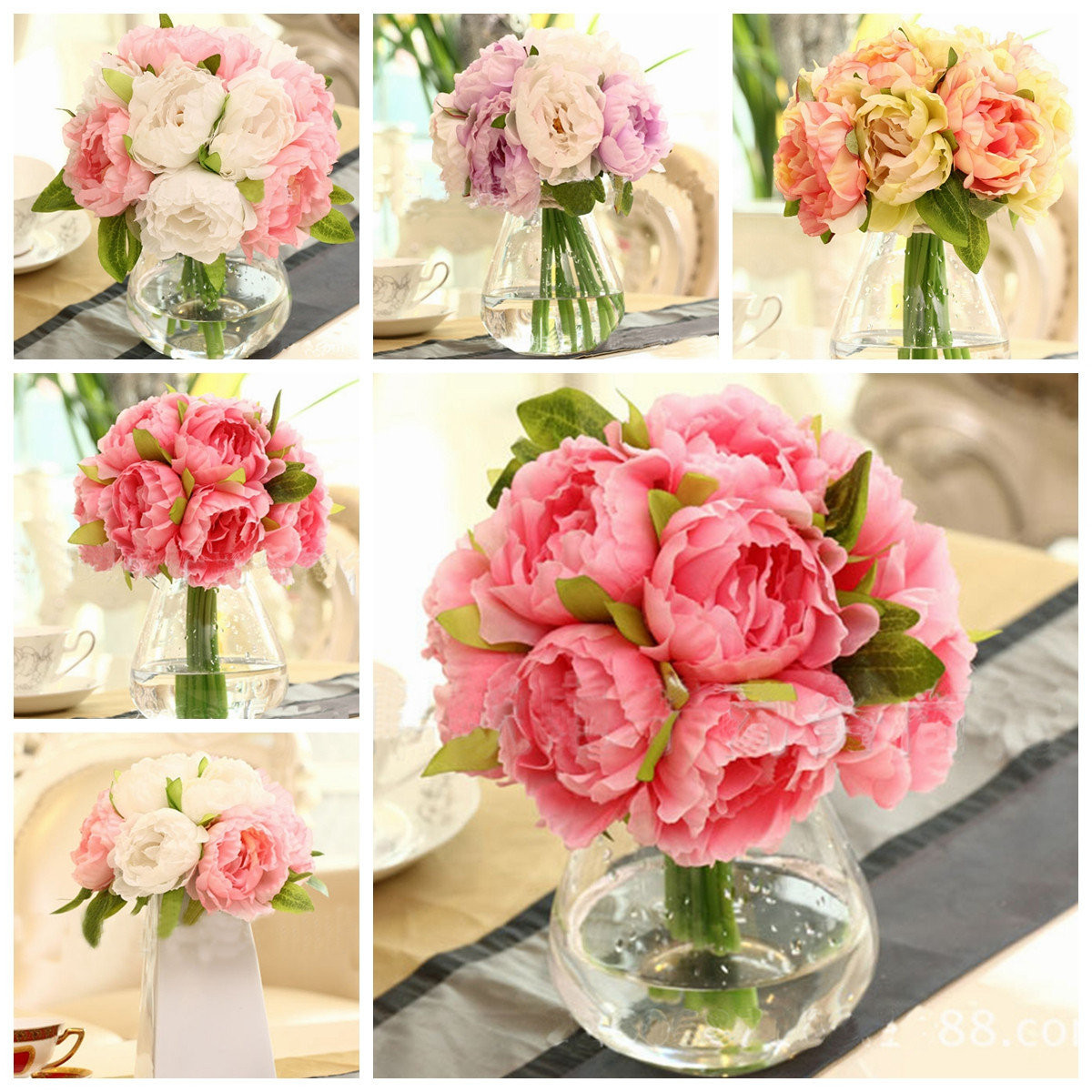 Brautstrauß Preise
 10 Heads Artificial Silk Flower Peony Wedding Bouquet