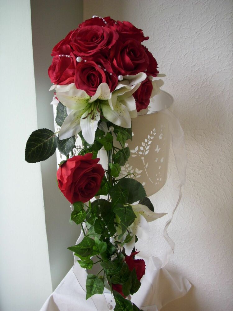 Brautstrauß Standesamt
 BRAUTSTRAUSS Standesamt Wurfstrauss Rose Lilie rot weiss