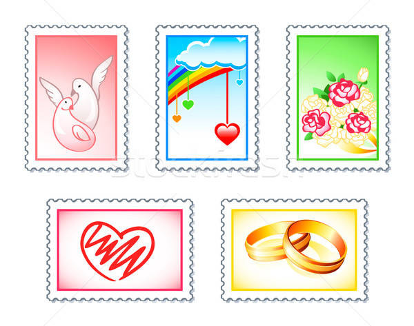 Briefmarke Hochzeit
 Hochzeit · Briefmarken · Valentinsdag · Liebe · Tauben