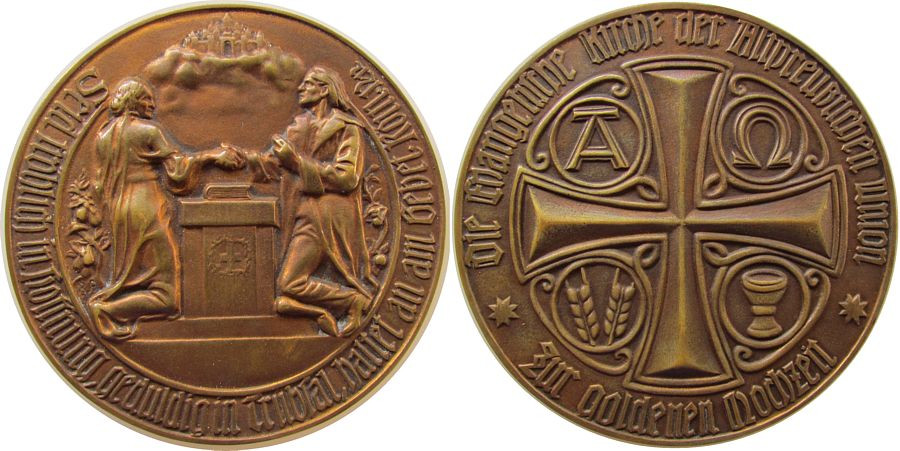 Bronze Hochzeit
 Medaille o J Gelegenheitsmedaillen Bronze Goldene