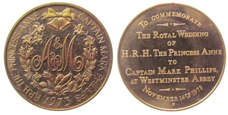 Bronze Hochzeit
 Medaille 1973 Großbritannien Bronze Hochzeit Prinzessin