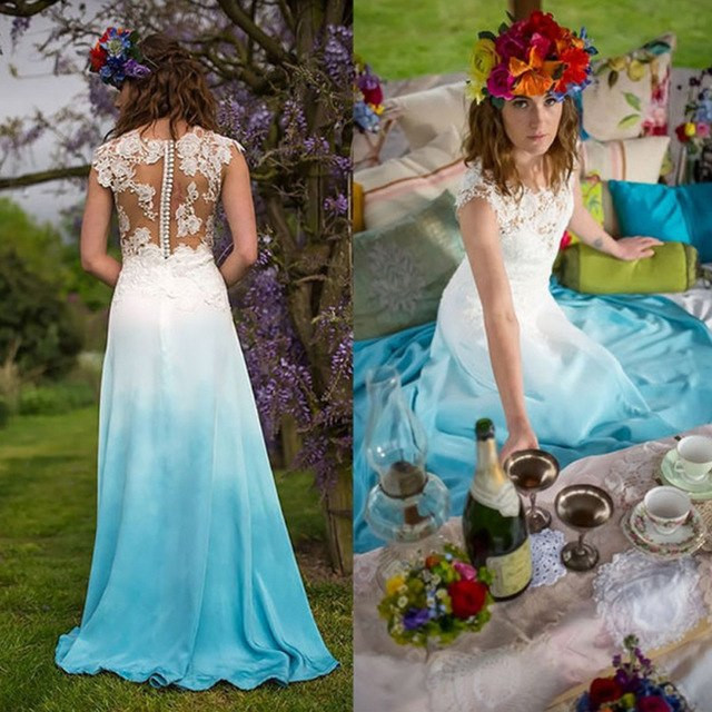 Bunte Kleider Für Hochzeit
 BeryLove Romantische Bunte Blau Strand Hochzeit Kleider