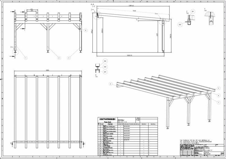 Carport Bauplan
 416 Baupläne Bauplan Pultdach Carport Terrassendächer