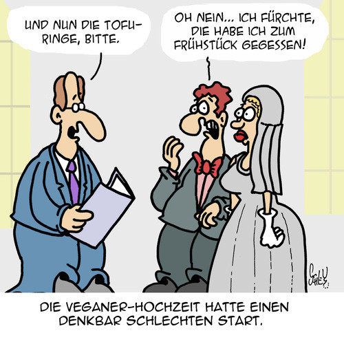Cartoon Hochzeit
 Vegane Hochzeit von Karsten Liebe Cartoon