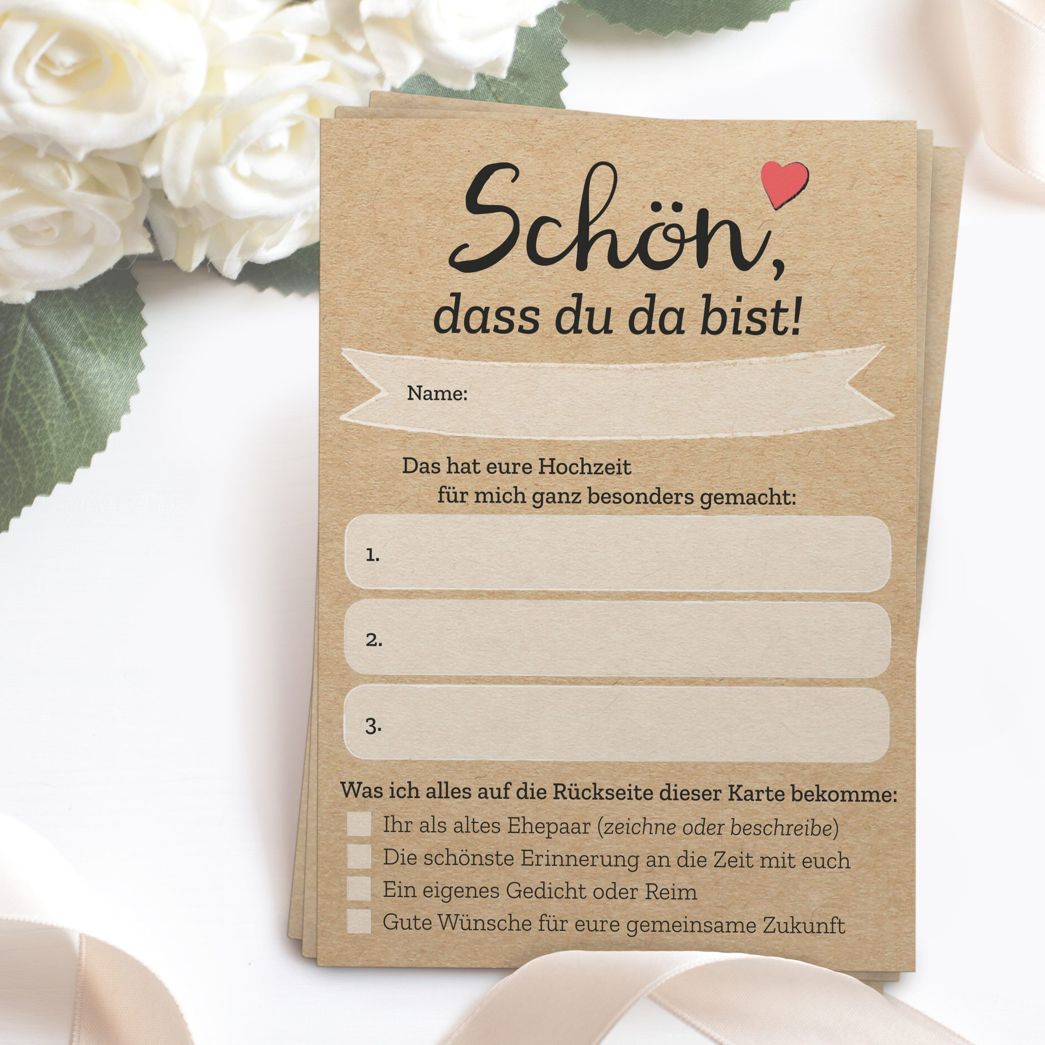 Chaoskarten Hochzeit
 52 "Schön dass du da bist" Postkarten mit INDIVIDUELLEN