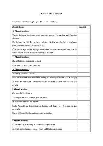 Checkliste Hochzeit
 Hochzeitsplanung Die Hochzeits Checkliste
