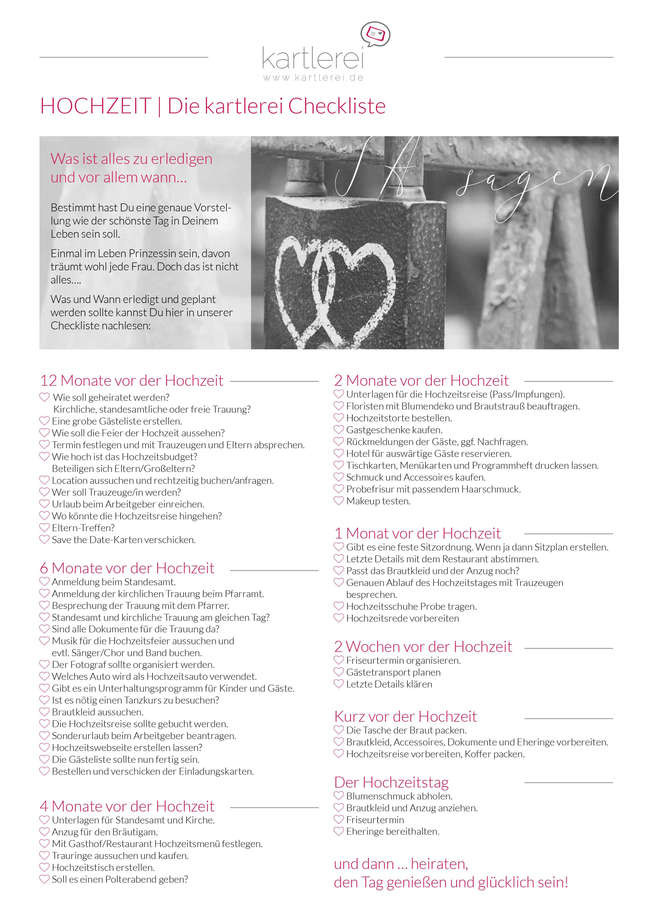 Checkliste Hochzeit Pdf
 Hochzeits Checkliste Hochzeitsfeier