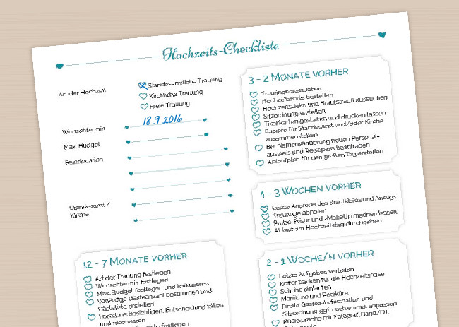 Checkliste Hochzeit Pdf
 Checkliste Hochzeit Planung für den großen Tag