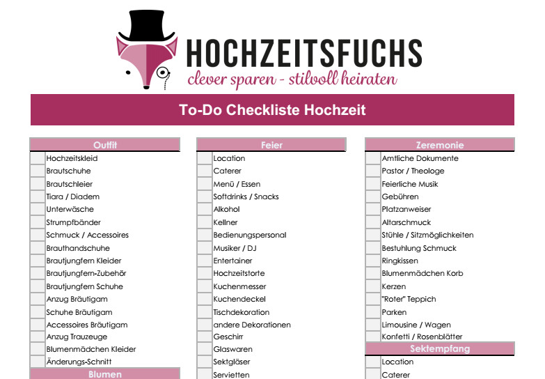 Checkliste Hochzeit Pdf
 3 Hochzeitschecklisten Kostenlose Planer zum Download