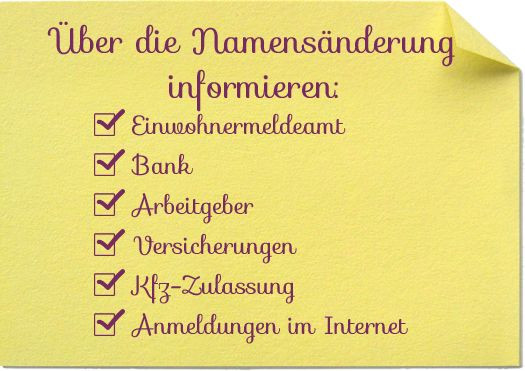 Checkliste Namensänderung Nach Hochzeit
 Checkliste Hochzeit