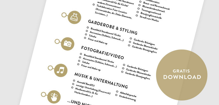 Checkliste Standesamtliche Hochzeit Pdf
 Tipps vom Hochzeitsplaner "Überblick verschaffen