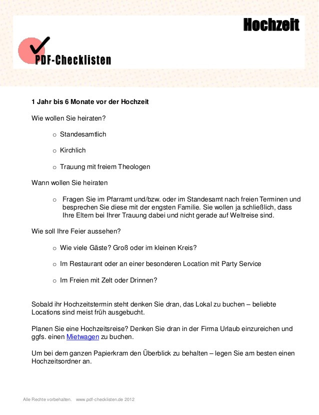 Checkliste Standesamtliche Hochzeit Pdf
 Checkliste Hochzeit Pdf