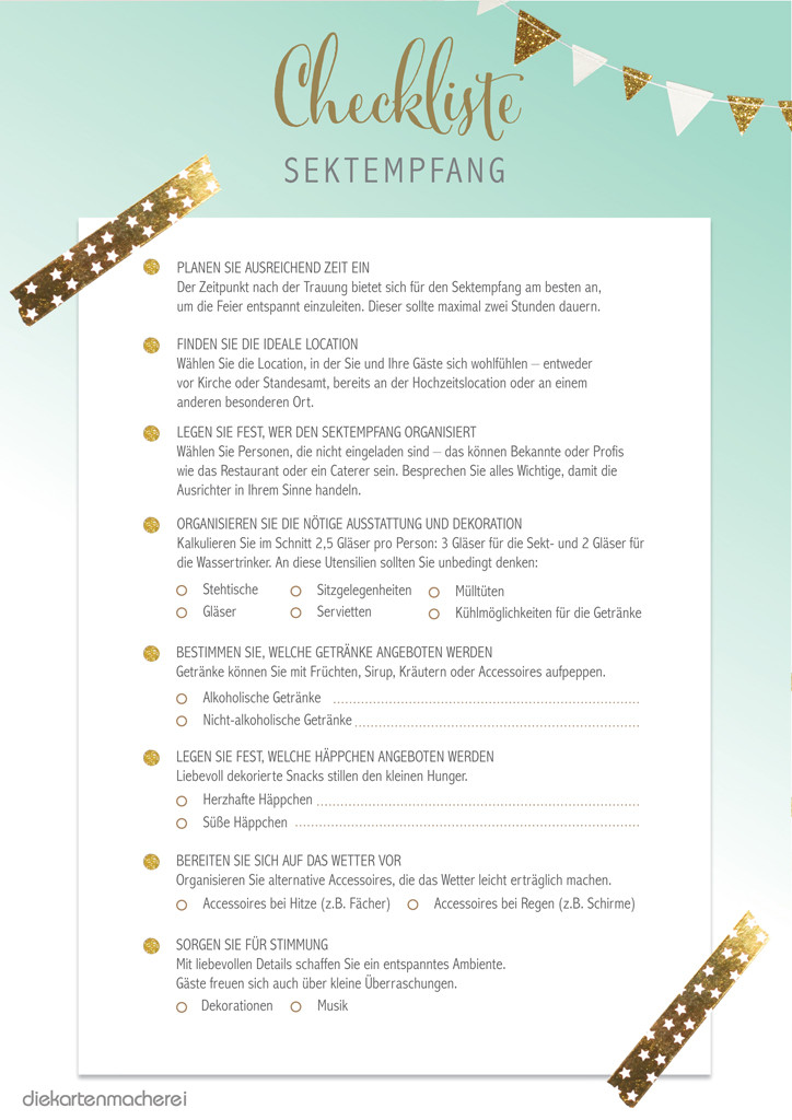 Checkliste Standesamtliche Hochzeit Pdf
 Sektempfang organisieren Tipps & Checkliste für Ihre Hochzeit