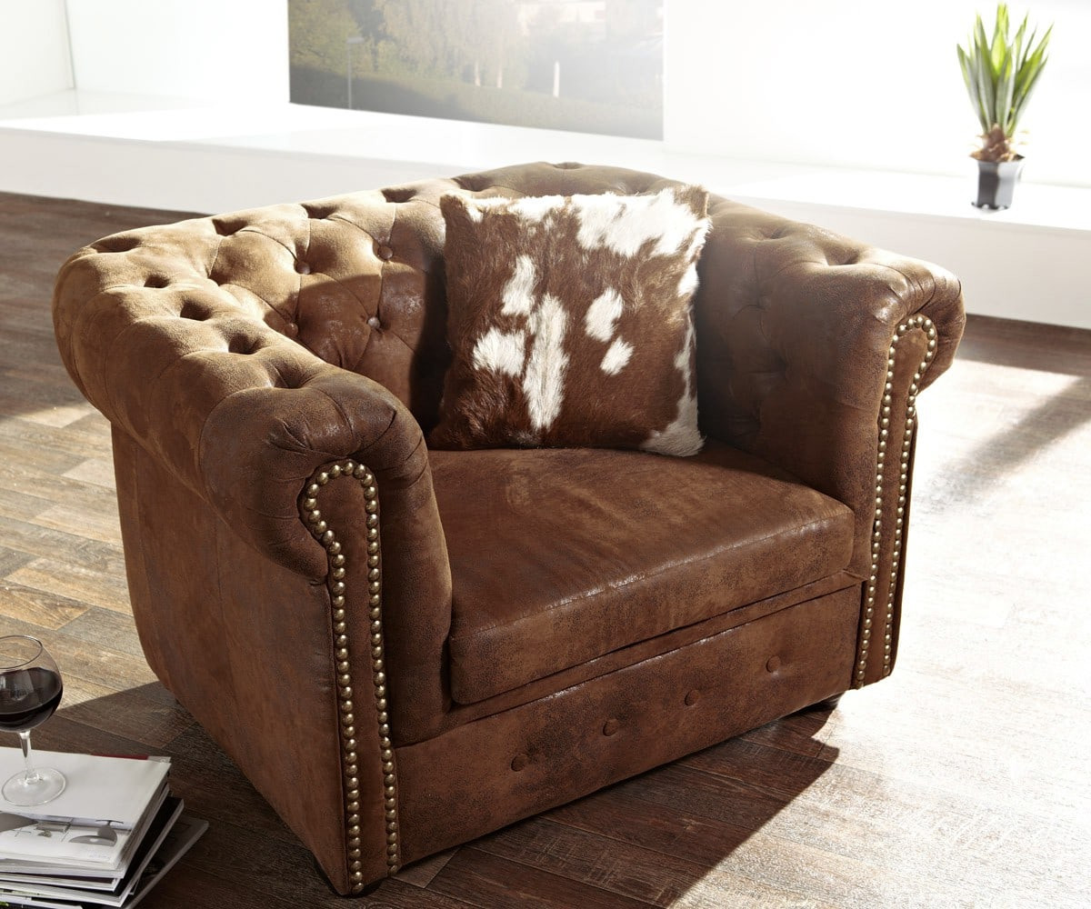 Chesterfield Sessel
 Sessel Chesterfield Braun abgesteppt Antik Optik Möbel