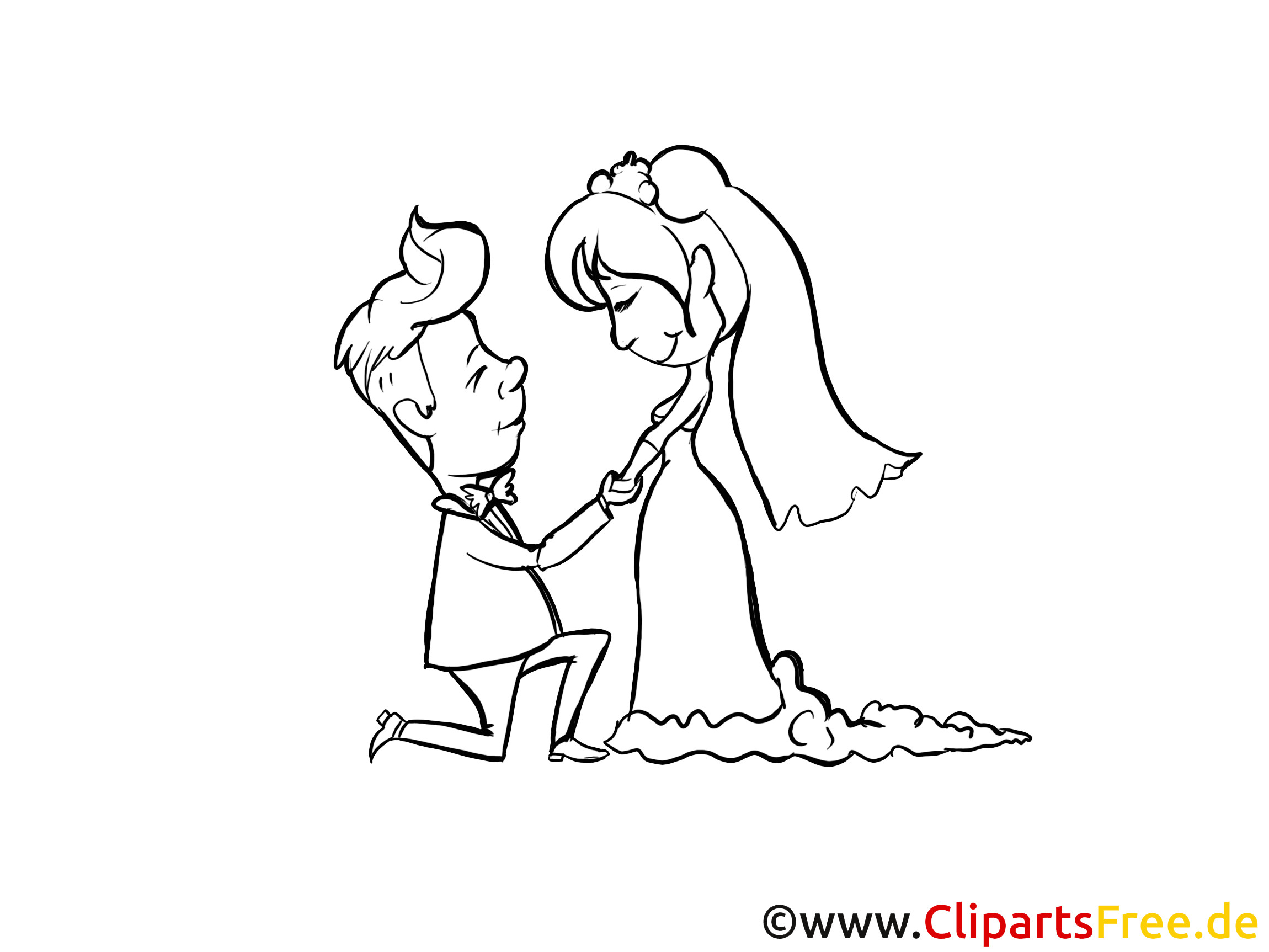 Clipart Hochzeit Schwarz Weiß
 Schwarz weisse Zeichnung zur Hochzeit Brautpaar