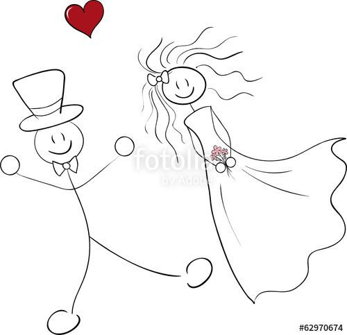 Clipart Polterabend Hochzeit
 Vektor Brautpaar Strichmännchen Hochzeit